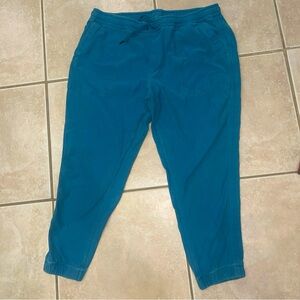 ATHLETA Farallon Jogger Pants Drawstring Waist Atheisure Cotton Green Sz XL